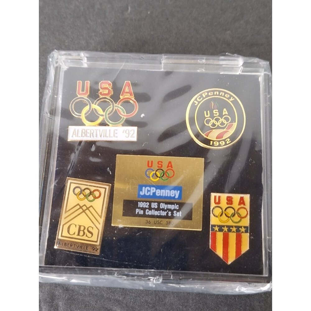 VINTAGE 1992 US Olympic Pin Collector Set 5 Pins in Box JC Penny USA